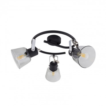 Black Adjule Spiral Tivo Ceiling Light With 3x Spotlights Black Adjule Spiral Tivo Ceiling Light With 3x Spotlights