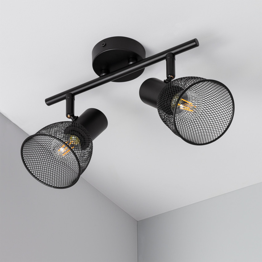 Grid Adjustable Metal 2 Spotlight Ceiling Lamp