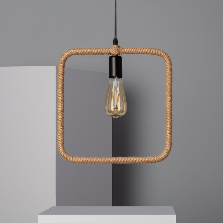 Maumbu Square Pendant Lamp Rope and Metal