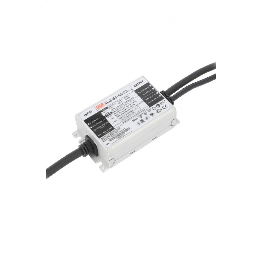 50W 22-56V Output 100-240V 1000-2100mA IP67 1-10V Dimmable MEAN WELL Driver XLG-50-H-AB