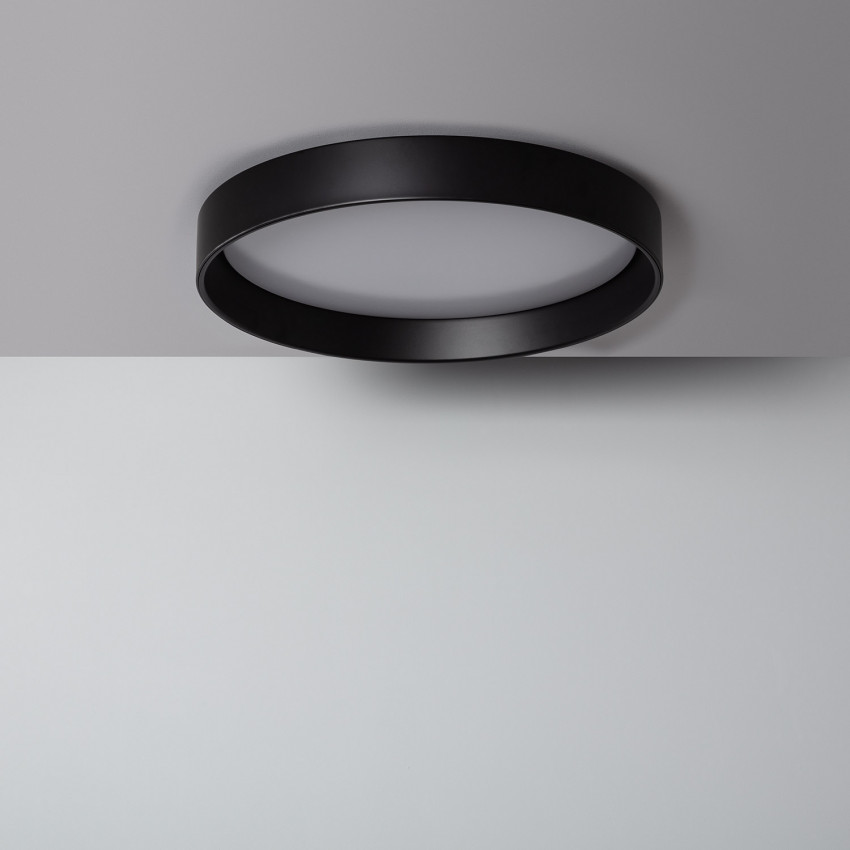 30W Circular Design CCT Selectable Metal Black LED Ceiling Lamp