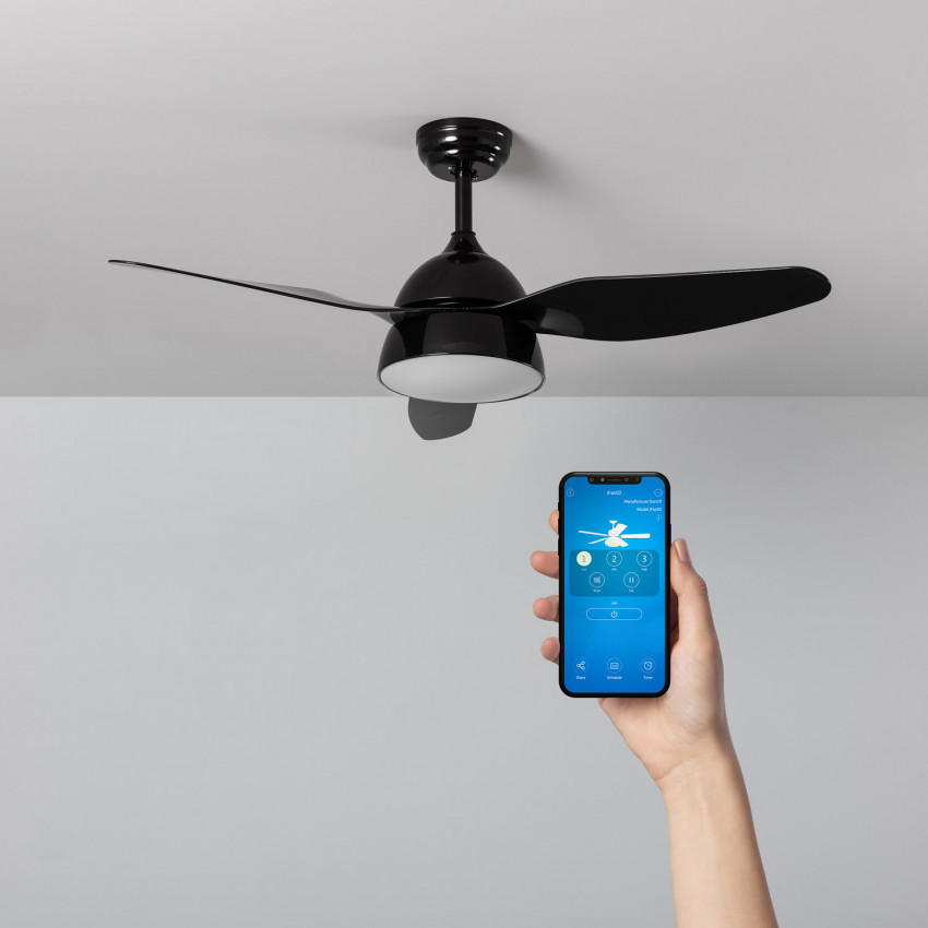 Black 116cm Motor AC  Industrial Smart WiFi Selectable CCT LED Ceiling Fan