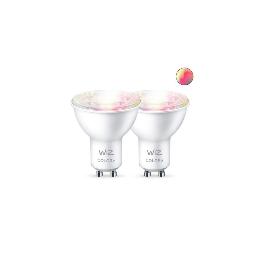 Pack of 4.9W GU10 PAR16 Smart WiFi + Bluetooth WIZ RGB+CCT Dimmable LED Bulbs (2 un)