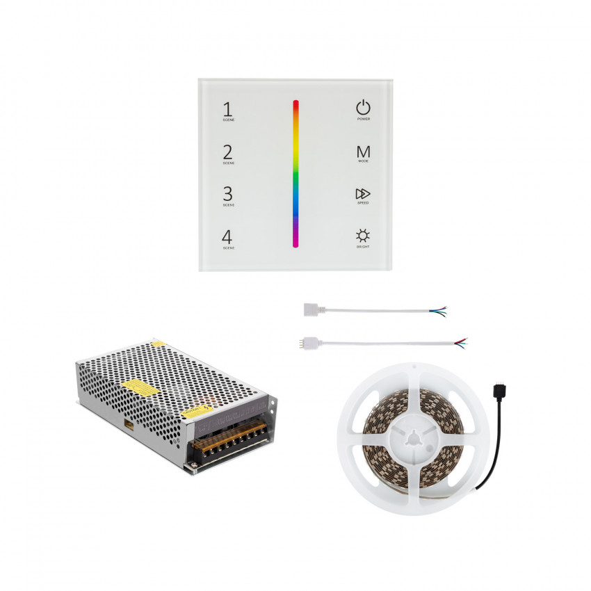 Kit Controlador Táctil con Regulador RF y Tira LED RGB 12/24V DC