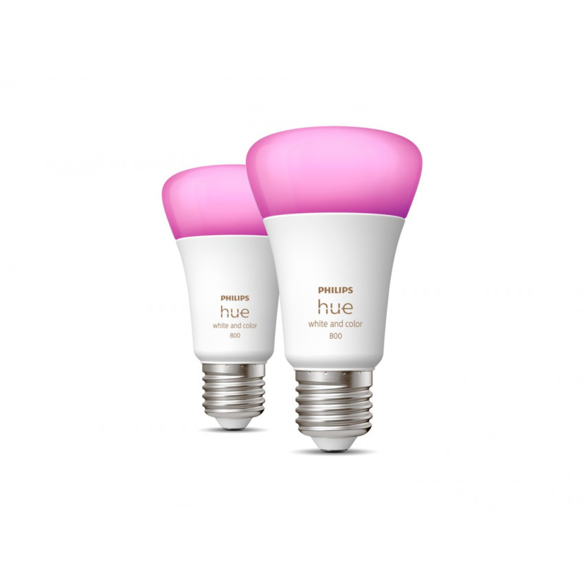 Pack of 2 6.5W E27 A60 570 lm Smart LED Bulbs PHILIPS Hue White
