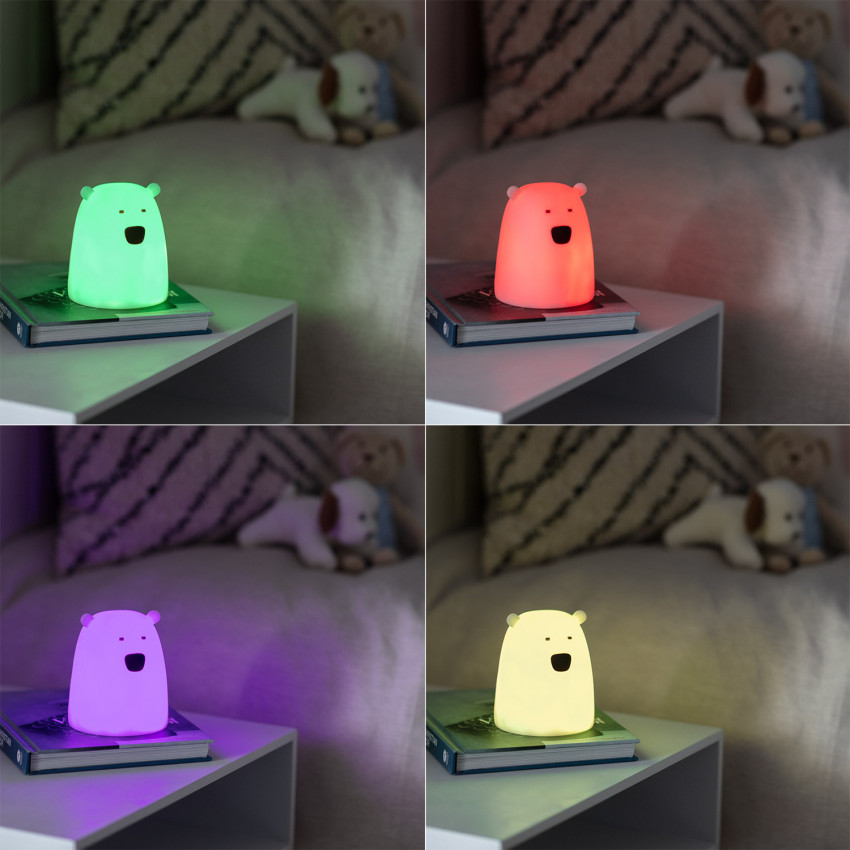 Children's Bear Bedside Table Multicolor Battery LED Lamp 