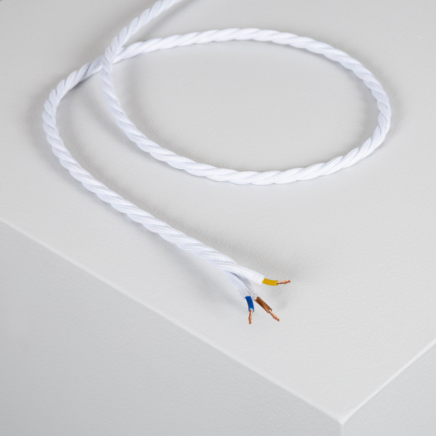 White Braided Electric Textile Cable