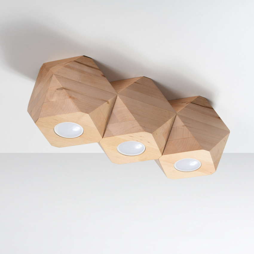 Woody 3 Wooden Ceiling Lamp SOLLUX