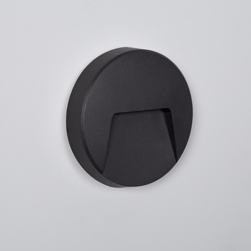 3W Nilsa Round Surface Black Outdoor LED Wall Light 