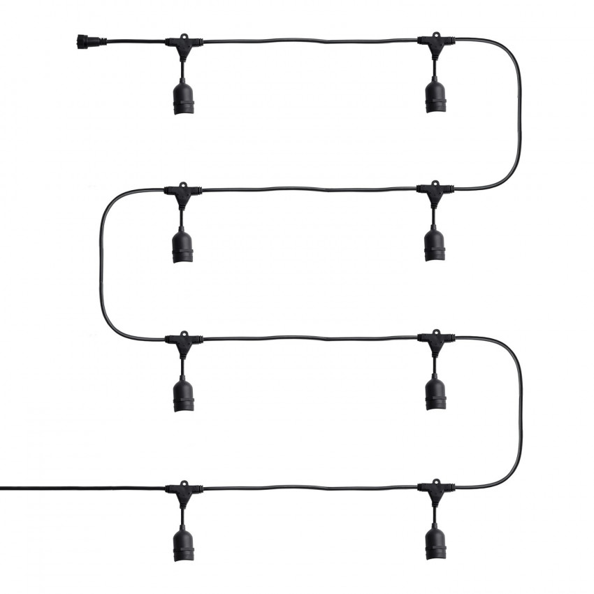 Guirnalda Waterproof IP65 con 8 Portalámparas E27 5.5m Negro