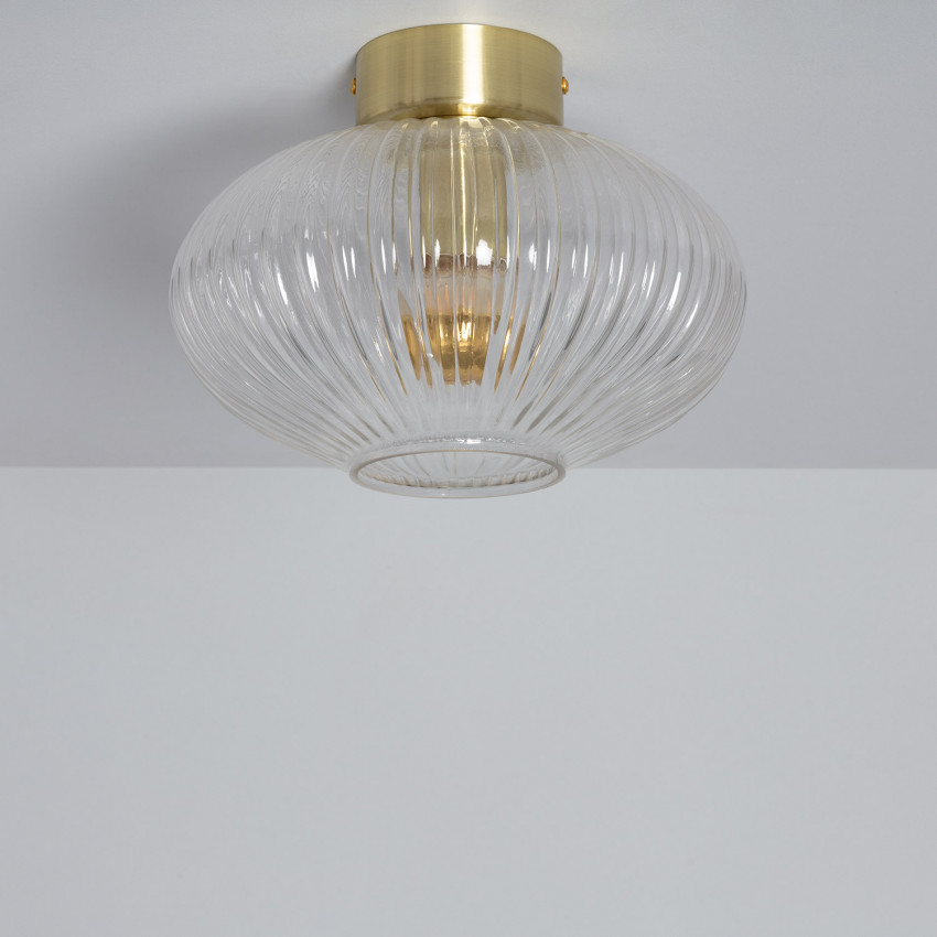 Prometeo Metal and Glass Ceiling Lamp
