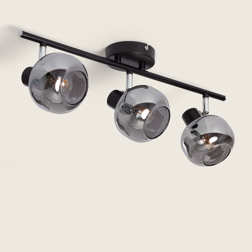 Romsy 3 Spotlight Metal & Glass Directional Ceiling Lamp 