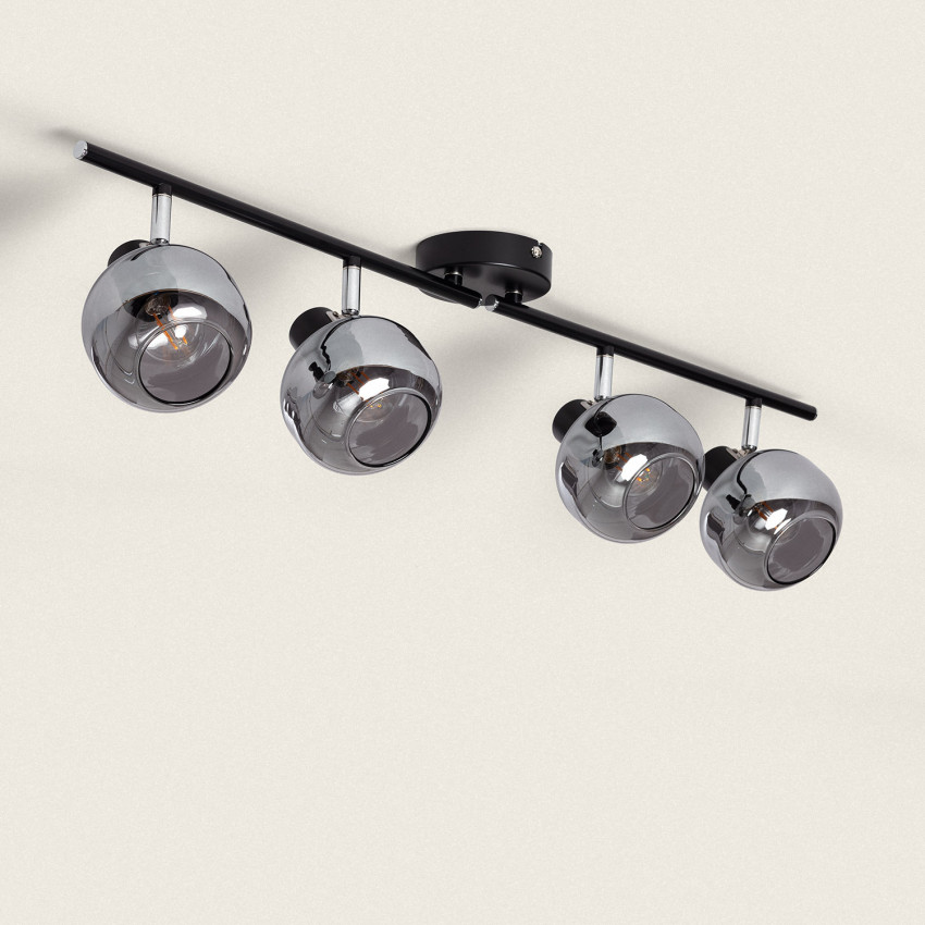 Romsy 4 Spotlight Metal & Glass Directional Ceiling Lamp 